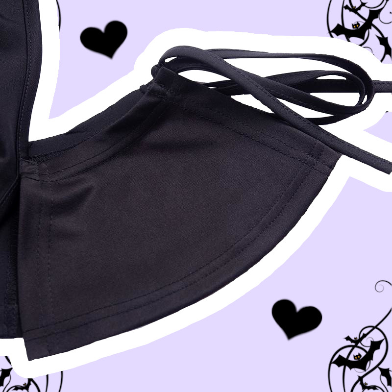 Moon Child Magic Pastel Goth Black Pleated Mini Dress – alternate view